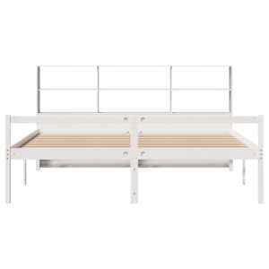Postel s knihovnou bez matrace bílá 180x200 cm masivní borovice - obrázek 4