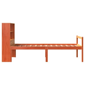 Postel s knihovnou bez matrace hnědá 75 x 190 cm masivní dřevo - obrázek 5