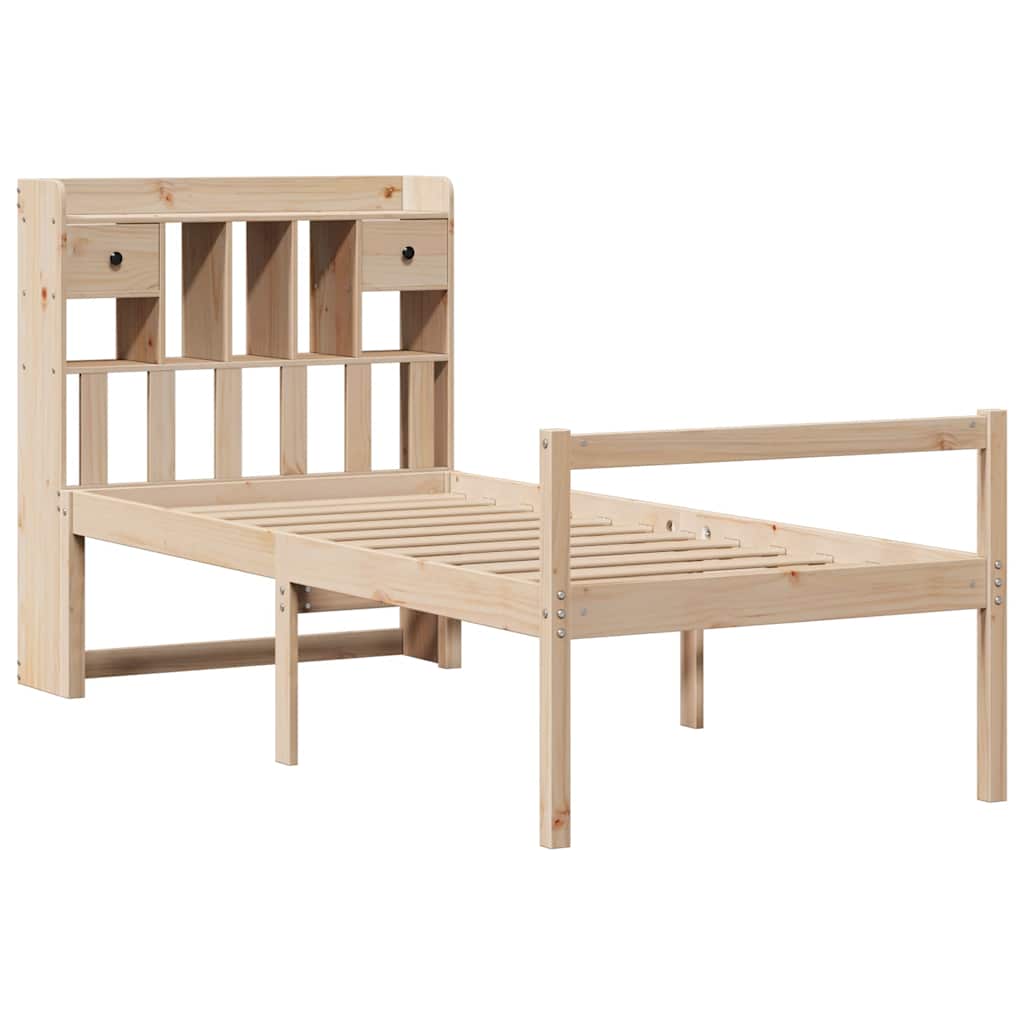 vidaXL Bed met boekenkast zonder matras massief grenenhout 90x200 cm afbeelding