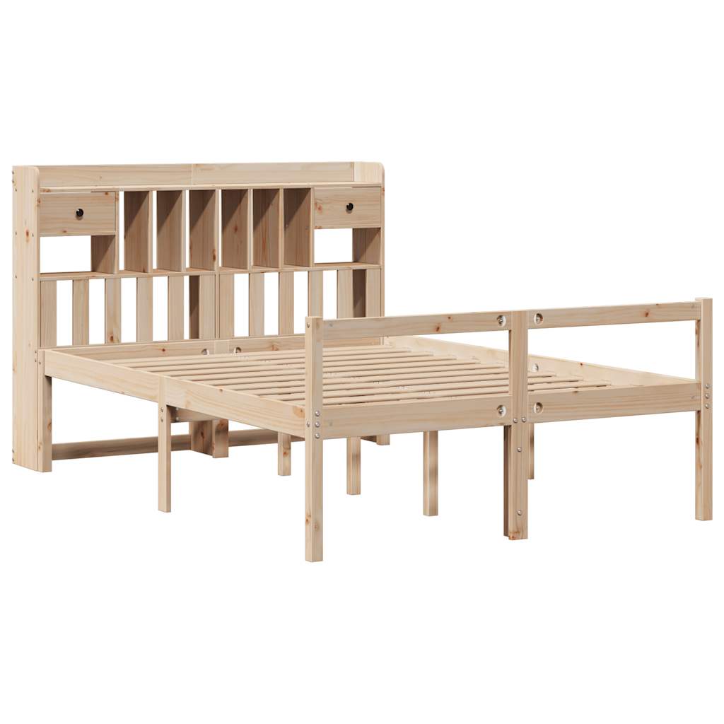 vidaXL Bed met boekenkast zonder matras massief grenenhout 140x200 cm afbeelding