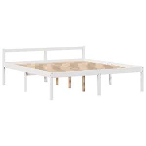 Postel s knihovnou bez matrace bílá 180x200 cm masivní borovice - obrázek 8