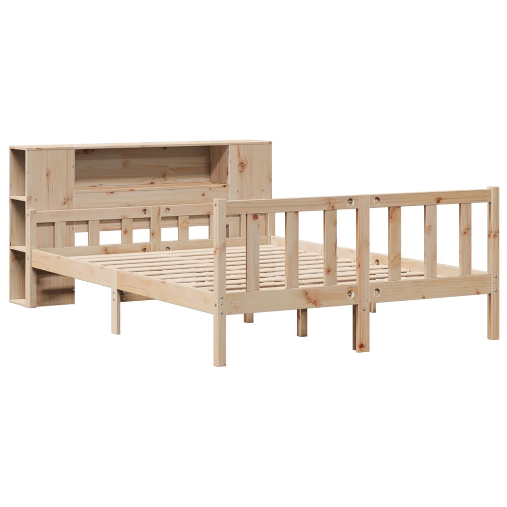 vidaXL Bed met boekenkast zonder matras massief grenenhout 160x200 cm afbeelding