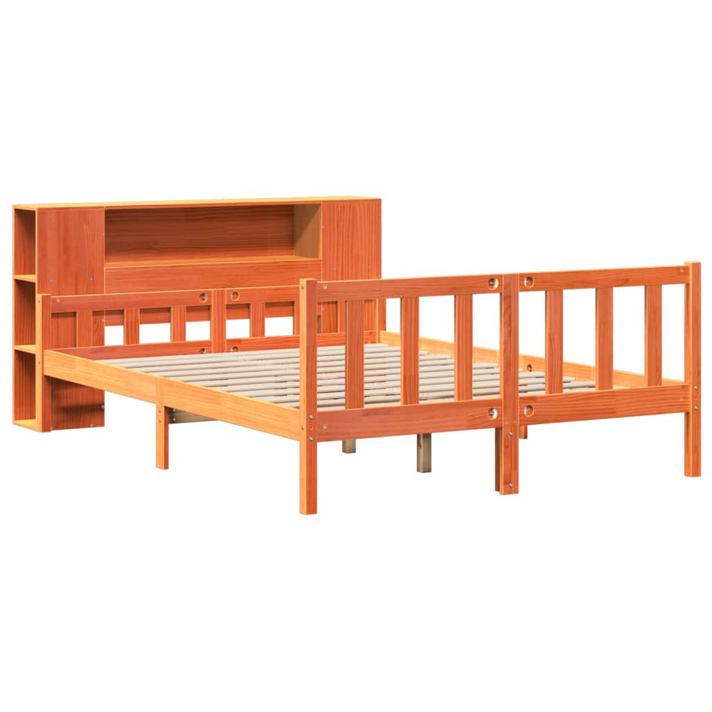 vidaXL Bed met boekenkast zonder matras hout wasbruin 160x200 cm afbeelding