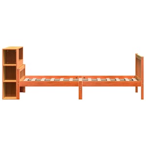 Postel s knihovnou bez matrace hnědá 75 x 190 cm masivní dřevo - obrázek 5