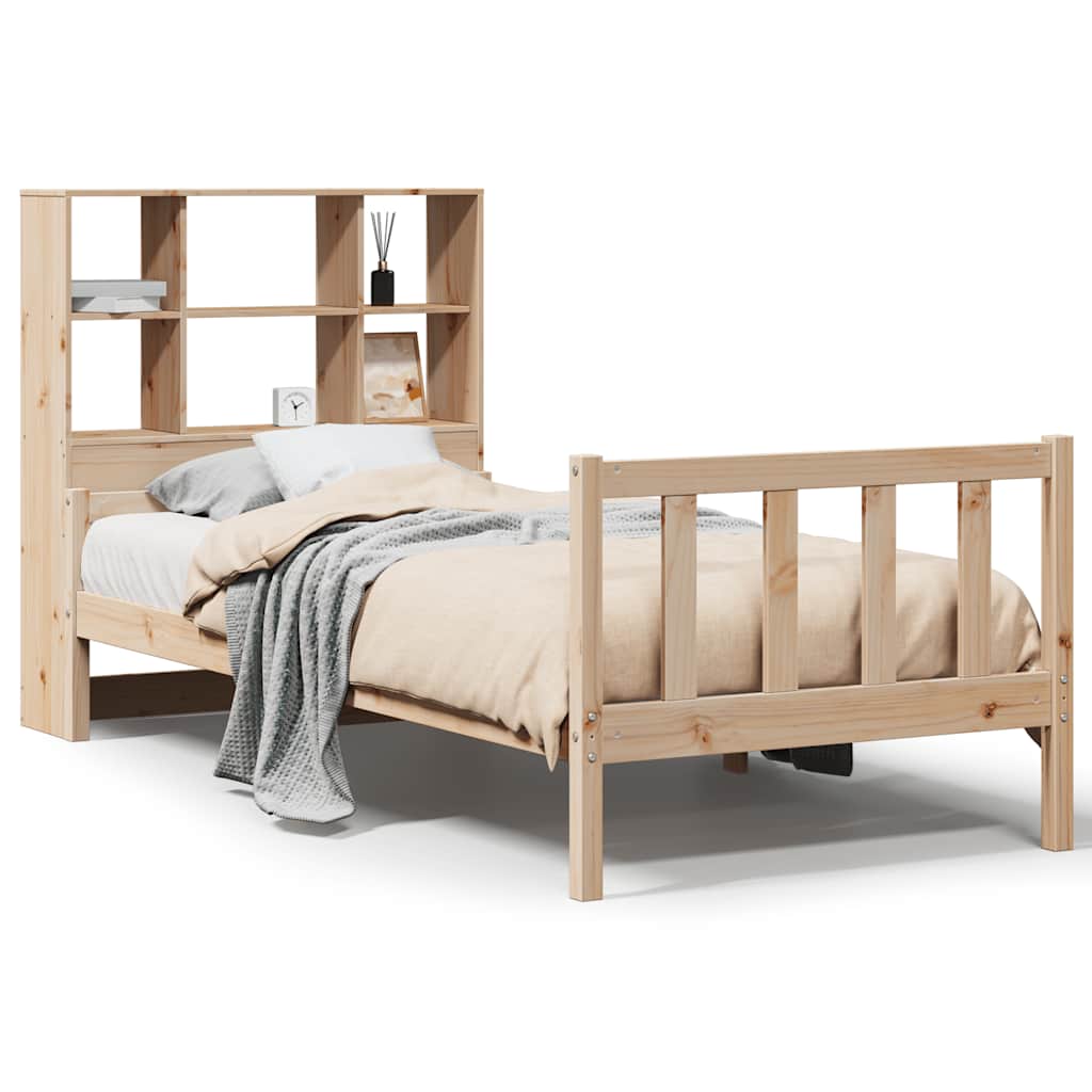 vidaXL Postel s knihovnou bez matrace 90 x 190 cm masivní borovice