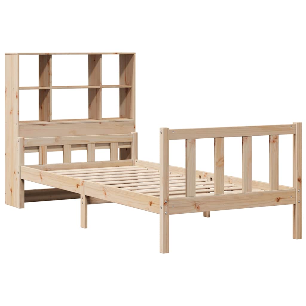 vidaXL Bed met boekenkast zonder matras massief grenenhout 90x190 cm afbeelding