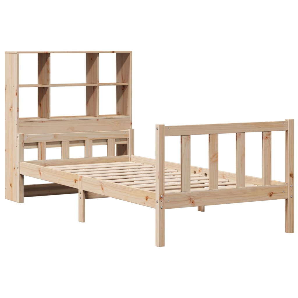vidaXL Bed met boekenkast zonder matras massief grenenhout 100x200 cm afbeelding