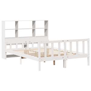 vidaXL Bookcase Bed without Mattress White 150x200 cm King Solid Wood Pine