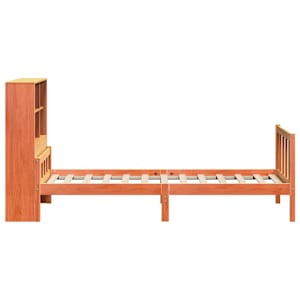 Postel s knihovnou bez matrace hnědá 75 x 190 cm masivní dřevo - obrázek 5