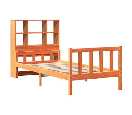 vidaXL S&auml;nky/kirjahylly ei patjaa vahanruskea 90x190 cm t&auml;ysi puu