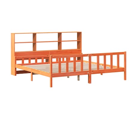 vidaXL Bookcase Bed without Mattress Wax Brown 180x200 cm Super King Solid Wood