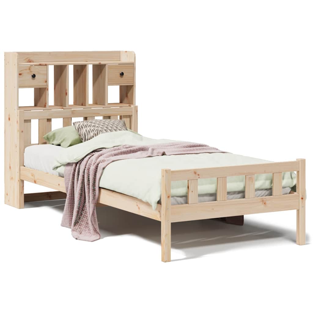 vidaXL Postel s knihovnou bez matrace 90 x 190 cm masivní borovice