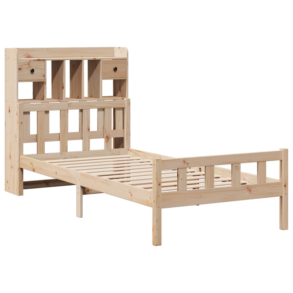 vidaXL Bed met boekenkast zonder matras massief grenenhout 90x190 cm afbeelding