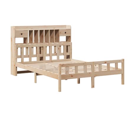 vidaXL Pat cu bibliotecă fără saltea, 150x200 cm, lemn masiv de pin