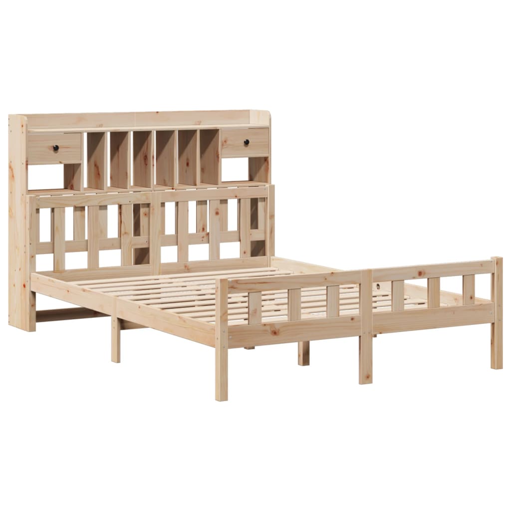 vidaXL Bed met boekenkast zonder matras massief grenenhout 160x200 cm afbeelding