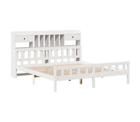 vidaXL Pat cu bibliotecă fără saltea, 180x200 cm, lemn masiv de pin