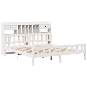 vidaXL Pat cu bibliotecă fără saltea, 180x200 cm, lemn masiv de pin