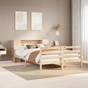 Posteljni okvir brez vzmetnice 135x190 cm trdna borovina