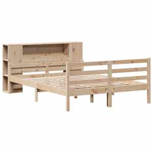 vidaXL Massivholzbett mit Regal ohne Matratze 140x200 cm Kiefernholz