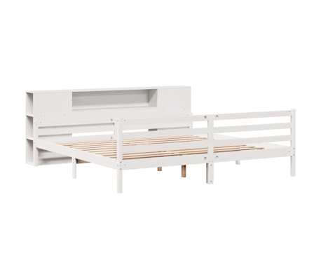 vidaXL Seng med bokhylle uten madrass hvit 180x200 cm heltre furu