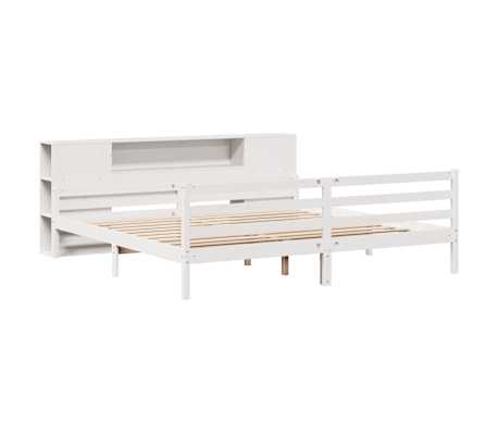 vidaXL Seng med bokhylle uten madrass hvit 200x200 cm heltre furu