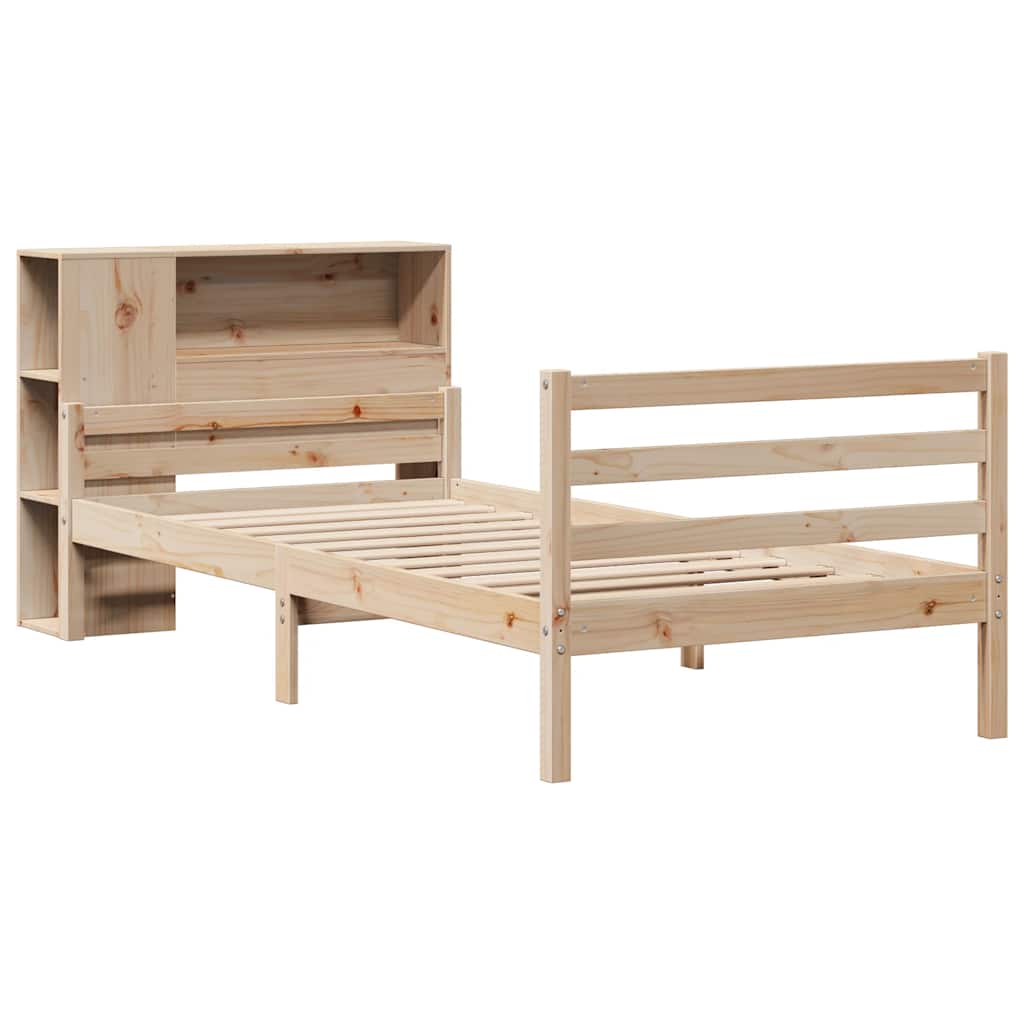 vidaXL Bed met boekenkast zonder matras massief grenenhout 100x200 cm afbeelding
