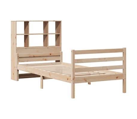 vidaXL Cama com estante sem colchão 75x190 cm pinho maciço