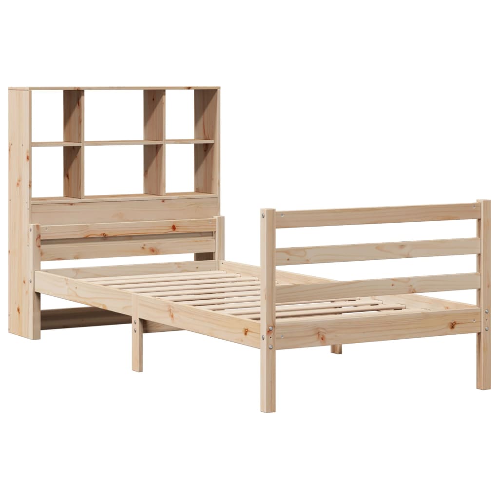 vidaXL Bed met boekenkast zonder matras massief grenenhout 100x200 cm afbeelding
