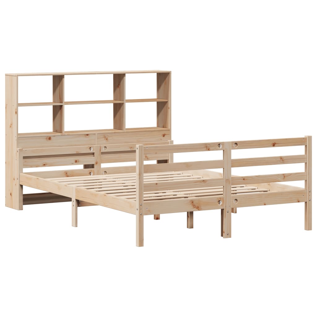 vidaXL Bed met boekenkast zonder matras massief grenenhout 150x200 cm afbeelding