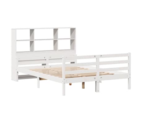 vidaXL Seng med bokhylle uten madrass hvit 160x200 cm heltre furu