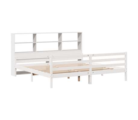vidaXL Seng med bokhylle uten madrass hvit 180x200 cm heltre furu