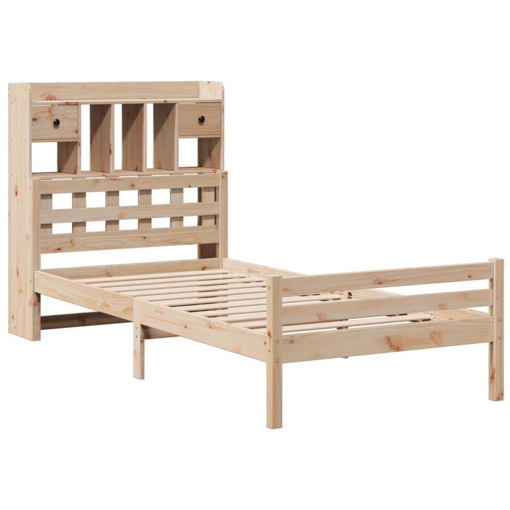 vidaXL Bed met boekenkast zonder matras massief grenenhout 75x190 cm afbeelding