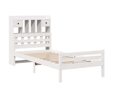 vidaXL feh&eacute;r t&ouml;m&ouml;r fenyőfa k&ouml;nyvespolcos &aacute;gy matrac n&eacute;lk&uuml;l 100x200 cm