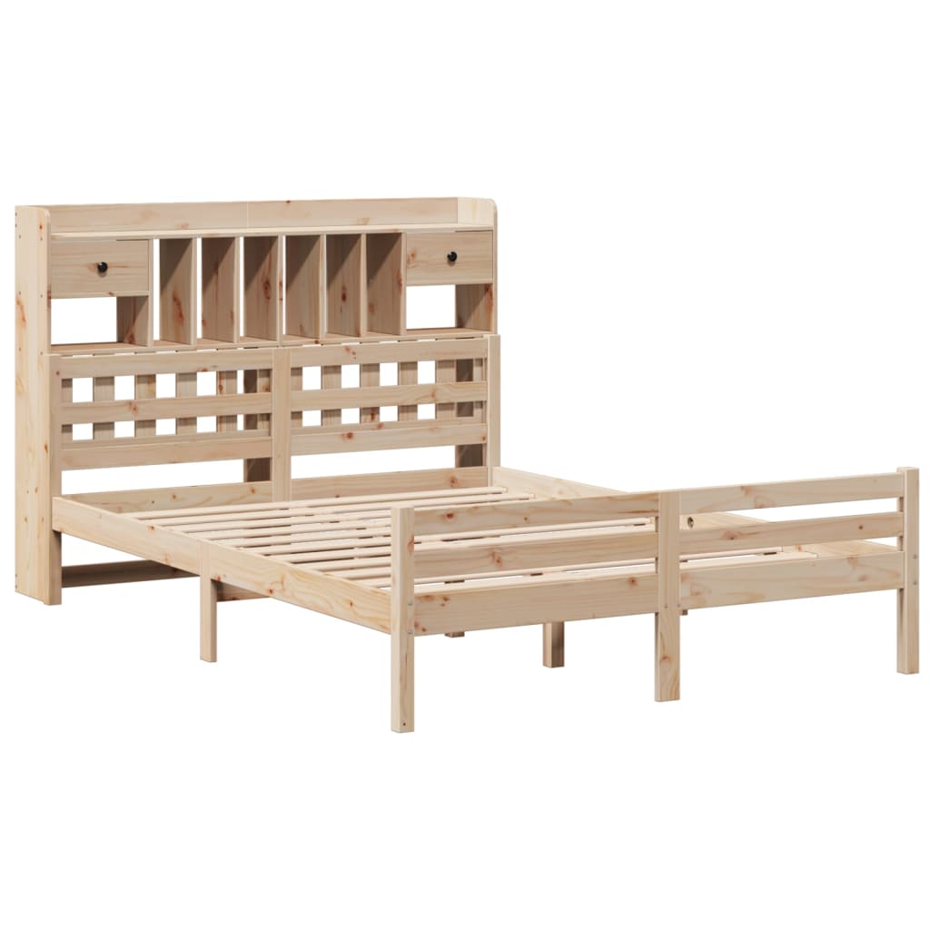 vidaXL Bed met boekenkast zonder matras massief grenenhout 150x200 cm afbeelding