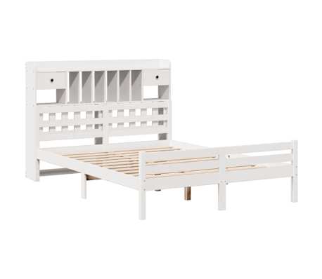 vidaXL feh&eacute;r t&ouml;m&ouml;r fenyőfa k&ouml;nyvespolcos &aacute;gy matrac n&eacute;lk&uuml;l 160x200 cm