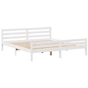 Postel s knihovnou bez matrace bílá 180x200 cm masivní borovice - obrázek 8