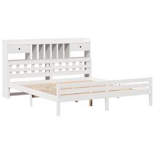 vidaXL Bookcase Bed without Mattress White 180x200 cm Super King Solid Wood Pine