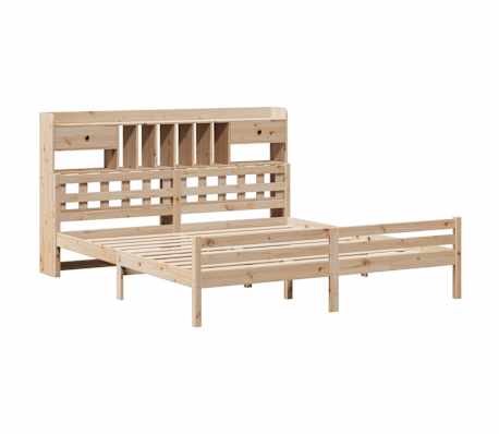 vidaXL Pat cu bibliotecă fără saltea, 200x200 cm, lemn masiv de pin