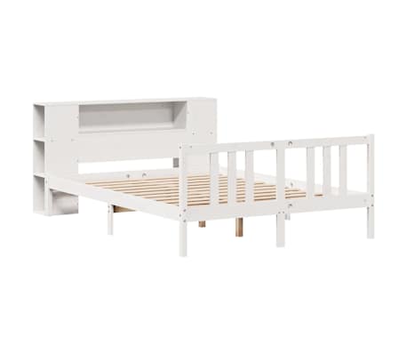 vidaXL Cama con estantería sin colchón madera maciza blanca 140x200 cm