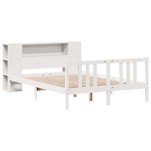 vidaXL Cama con estantería sin colchón madera maciza blanca 140x200 cm