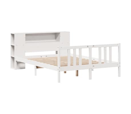 vidaXL Bed met boekenkast zonder matras grenenhout wit 160x200 cm