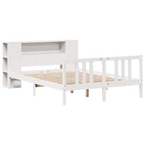vidaXL Bed met boekenkast zonder matras grenenhout wit 160x200 cm