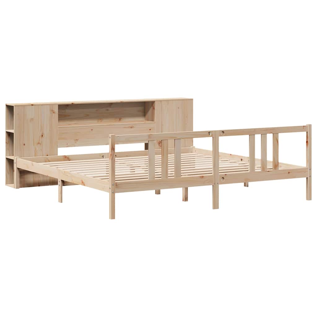 vidaXL Bed met boekenkast zonder matras massief grenenhout 180x200 cm afbeelding