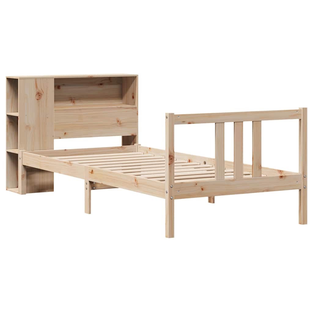 vidaXL Bed met boekenkast zonder matras massief grenenhout 90x190 cm afbeelding