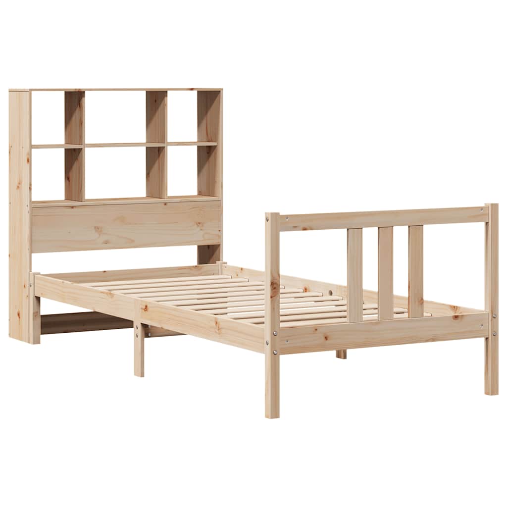 vidaXL Bed met boekenkast zonder matras massief grenenhout 75x190 cm afbeelding