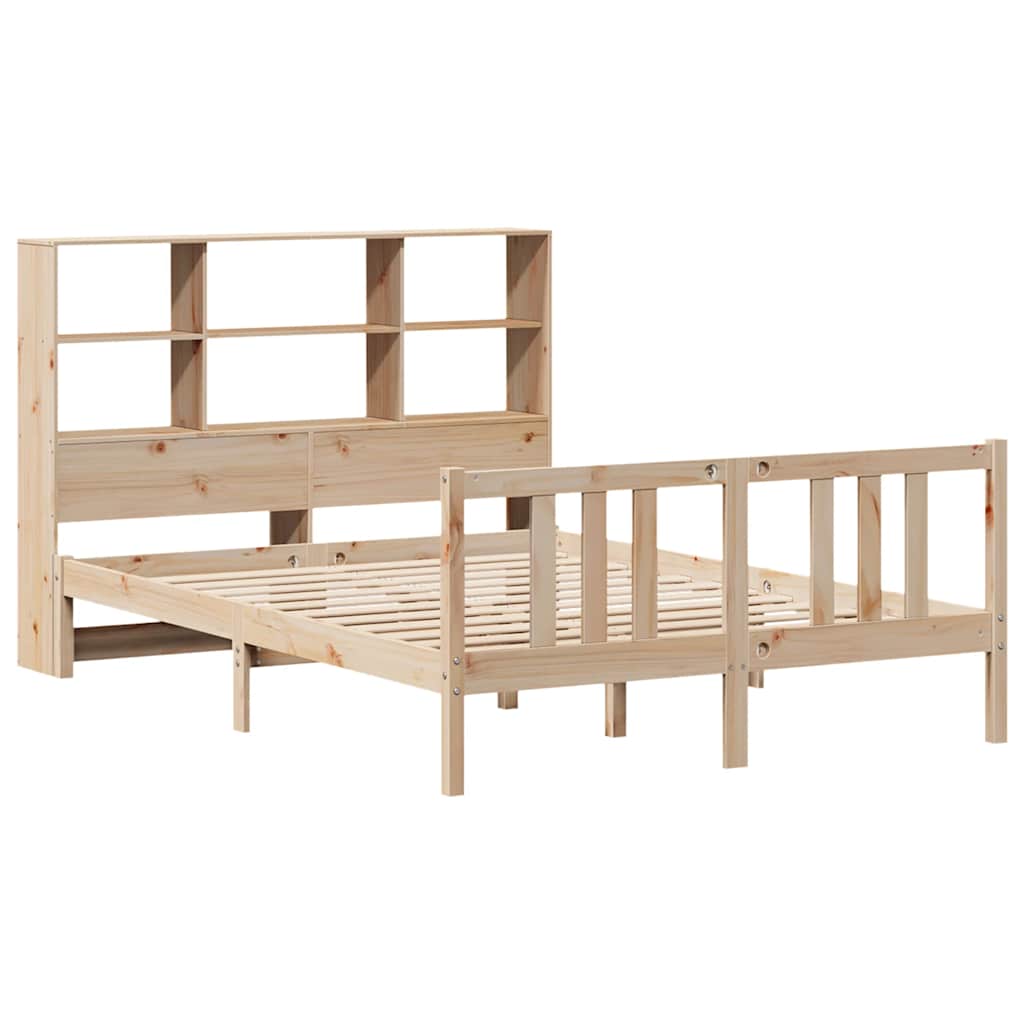 vidaXL Bed met boekenkast zonder matras massief grenenhout 135x190 cm afbeelding
