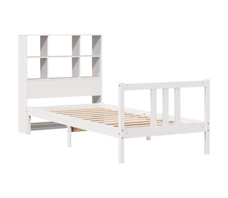 vidaXL seng med reol uden madras 90x200 cm massivt fyrretr&aelig; hvid