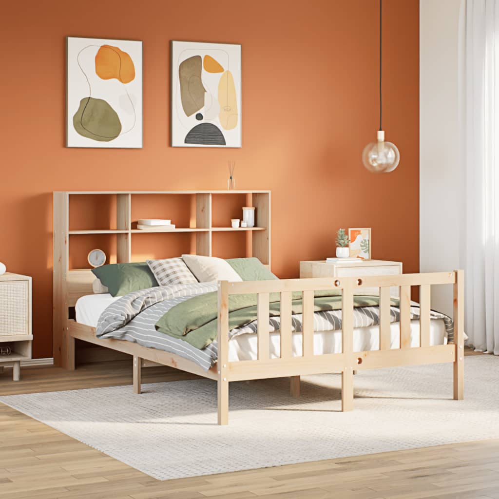 seng med reol uden madras 120x200 cm massivt fyrretræ