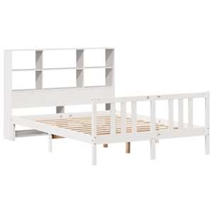 vidaXL Bookcase Bed without Mattress White 150x200cm King Size Solid Wood Pine