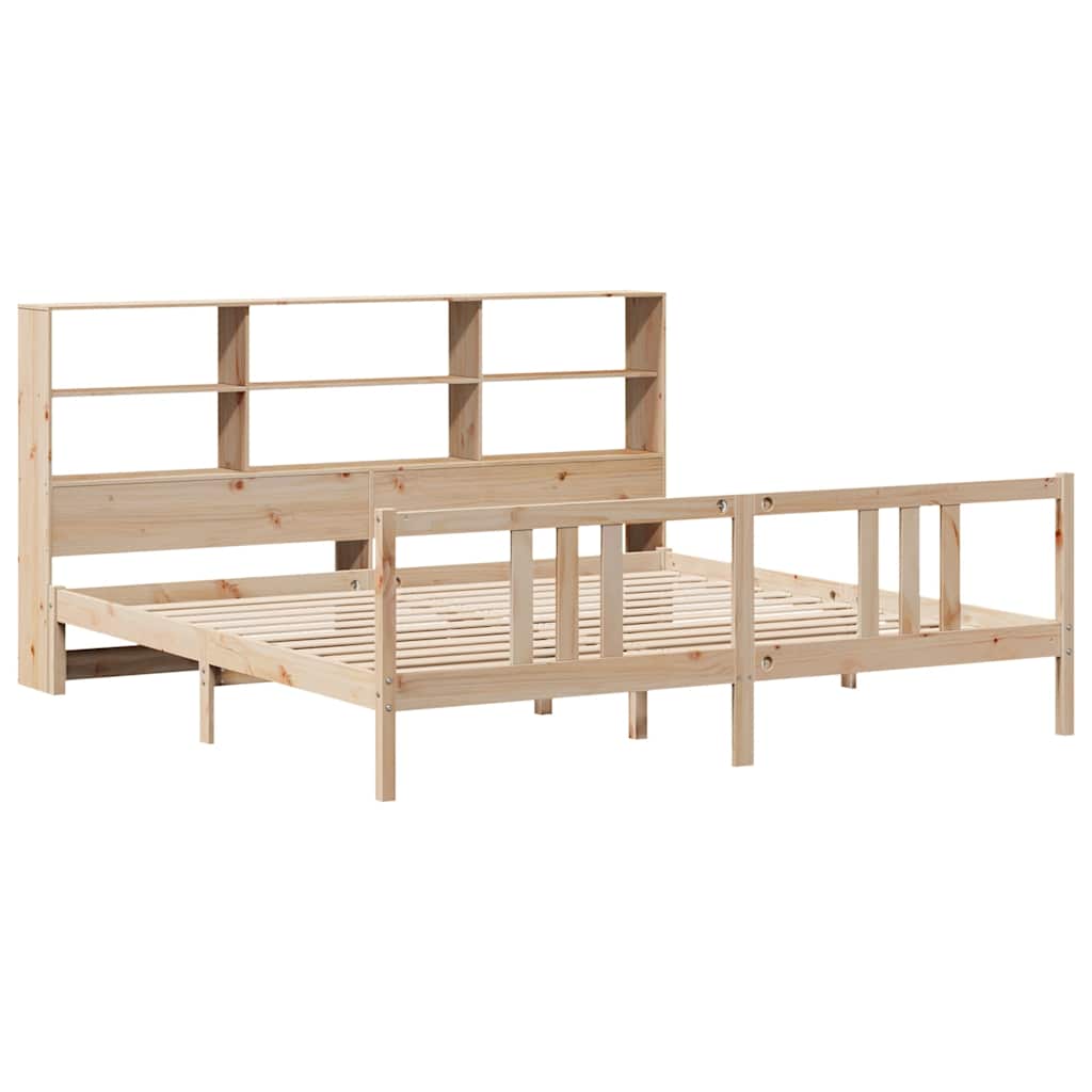 vidaXL Bed met boekenkast zonder matras massief grenenhout 180x200 cm afbeelding